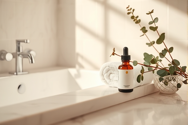 Serene spa wellness scene with CBD products