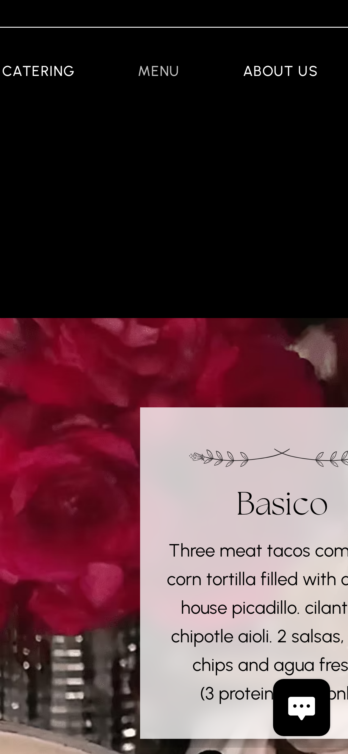 Mobile menu capture for Slanging Tacos