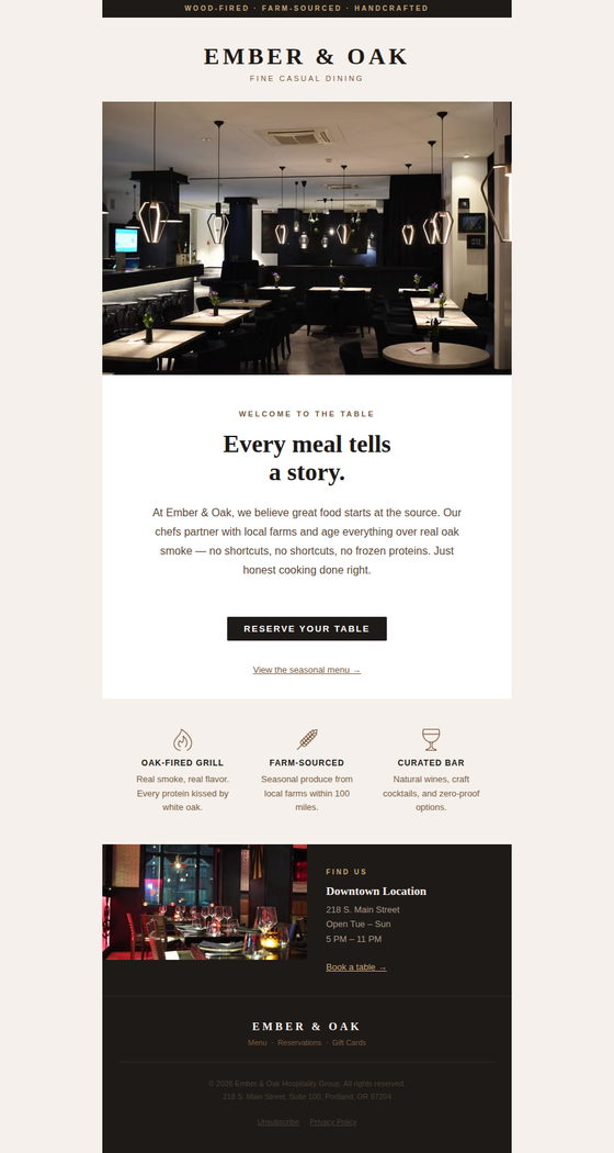 Ember & Oak — sample email