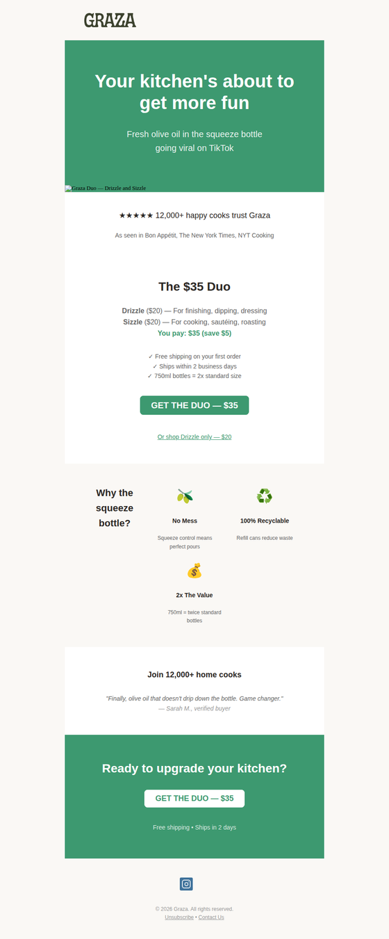 Graza — sample email