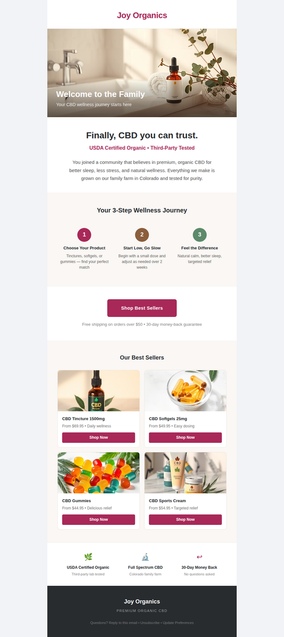 Joy Organics — sample email
