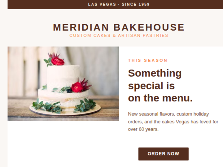 Meridian Bakehouse — sample email