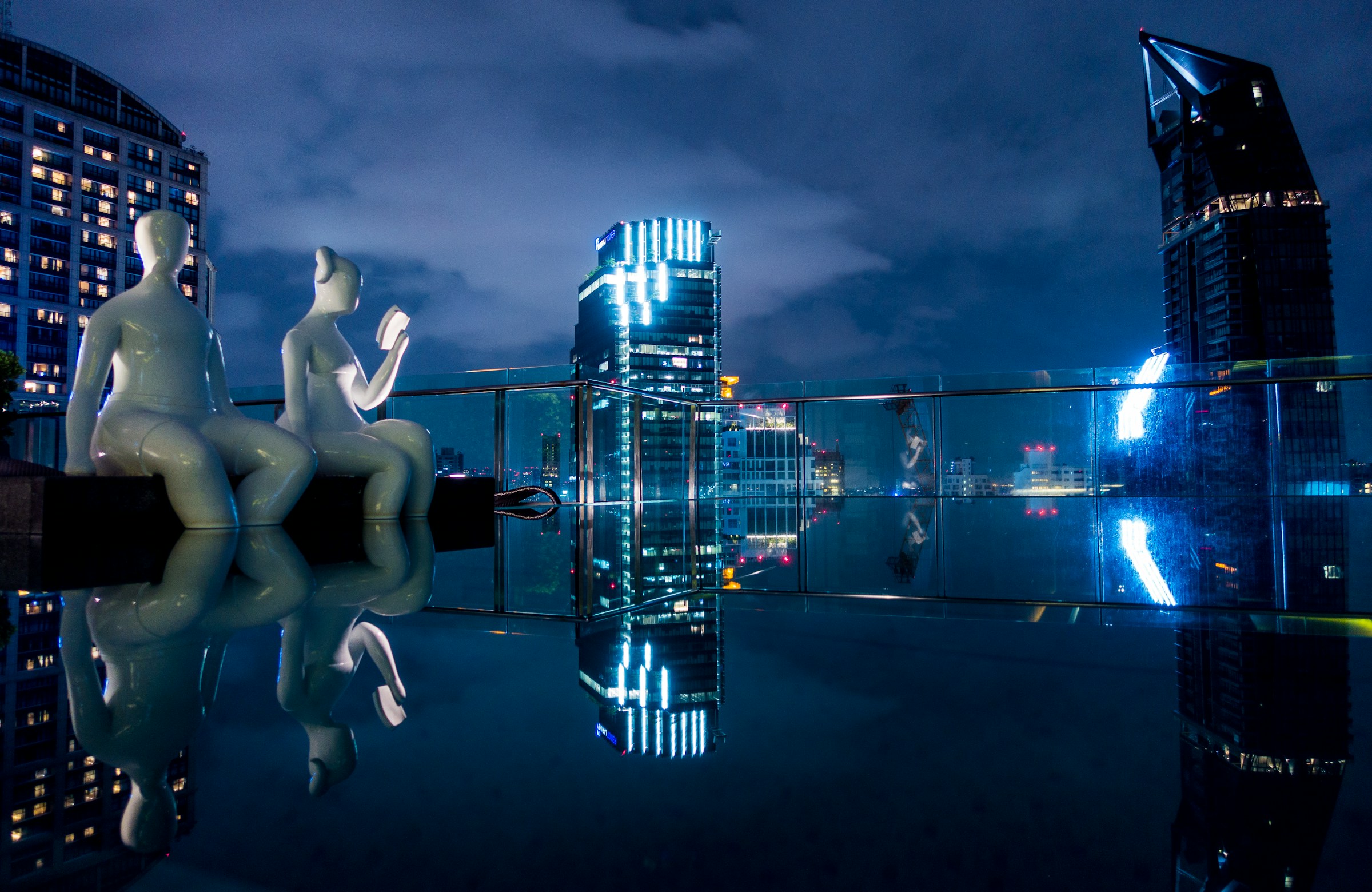 Rooftop terrace at night — sample atmosphere